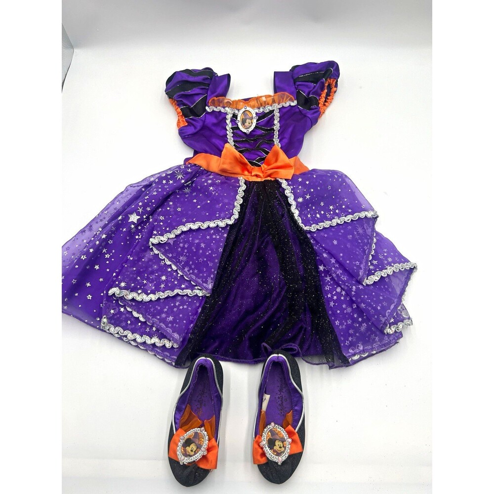 Official Disney Store Minnie Mouse Purple Witch Costume Dress(3T) and Shoes(7/8)